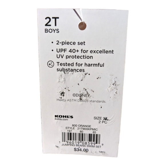 Jumping Beans Disney "Brave the Wave" Mickey Mouse Graphic Orange Rash Guard - Picture 5 of 5